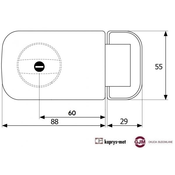 Zamek wierzchni 60mm z mechanizmem T1 biały