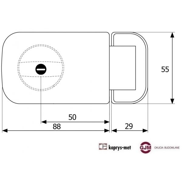 Zamek wierzchni 50mm z mechanizmem T1 brąz
