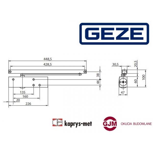 Geze TS 3000 V samozamykacz bez szyny srebrny