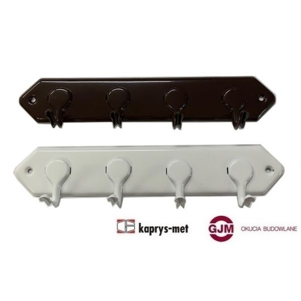 Wieszak metalowy malowany 4 biały brąz