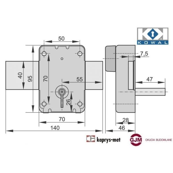 Zamek ATLAS 140mm Kowal