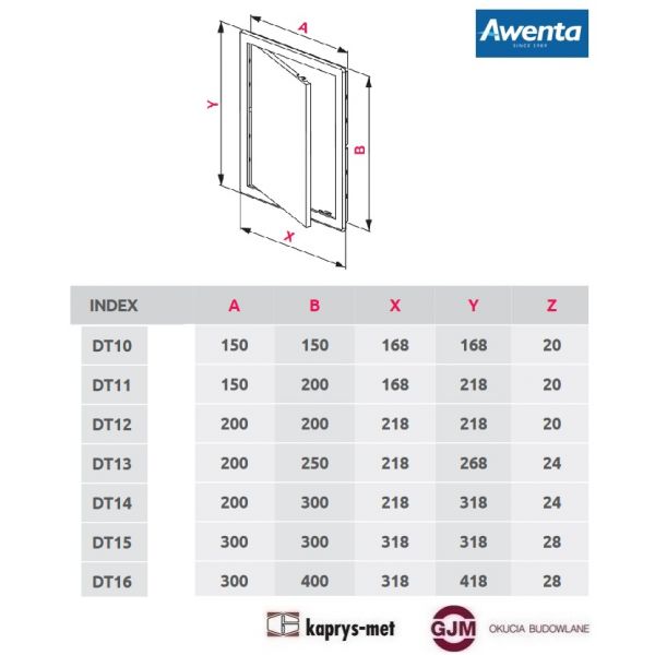Drzwiczki rewizyjne DT10 150x150 Awenta