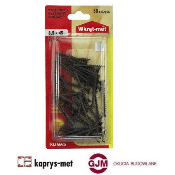 Wkręt do mocowania płyt G-K do podłoży drewnianych BGD 3,5 x 45 Wkręt-met