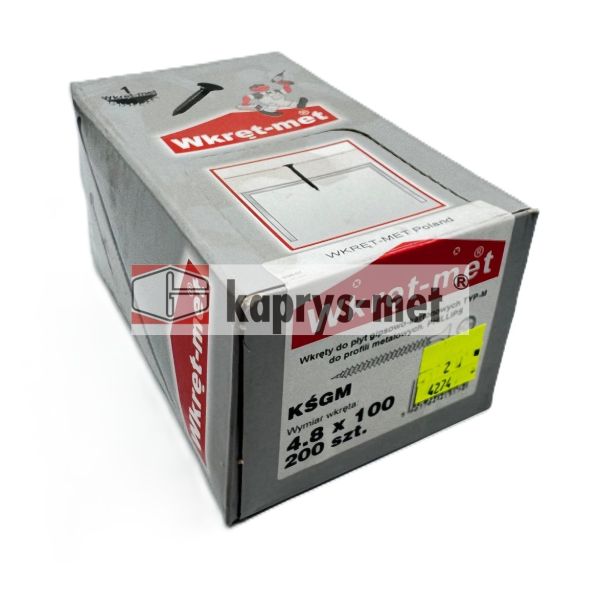 Wkręt KŚGM 4,8x100 mm do mocowania płyt g-k do profili metalowych Wkręt-Met 200 szt