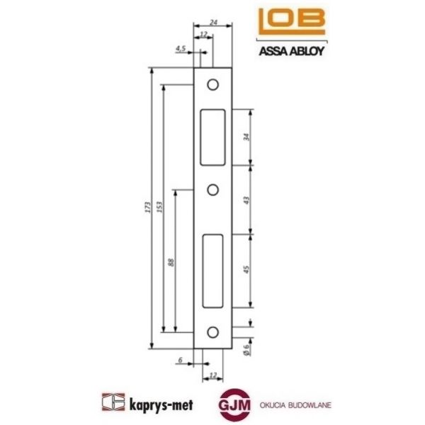Zaczep płaski długi RS02 i RS03 LOB ASSA ABLOY