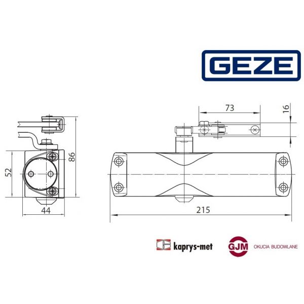 Geze 1000 C samozamykacz z ramieniem z blokadą brąz