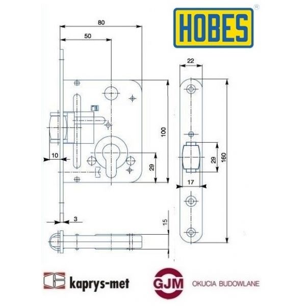 Zamek rolkowy na wkładkę HOBES 2784 uniwersalny