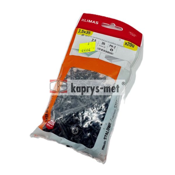 Wkręty KMGM 3.5x35 do płyt gipsowo-kartonowych do podłoży stalowych 200szt Wkręt Met
