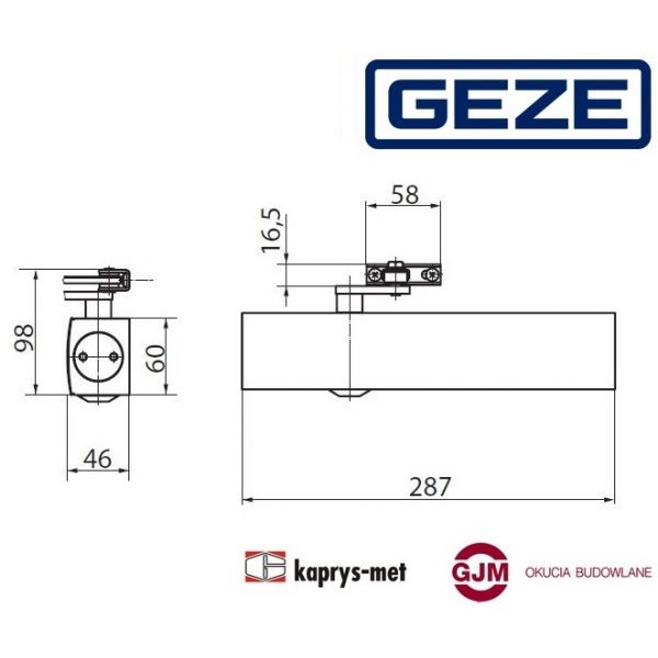 Geze TS 4000 samozamykacz bez ramienia srebrny