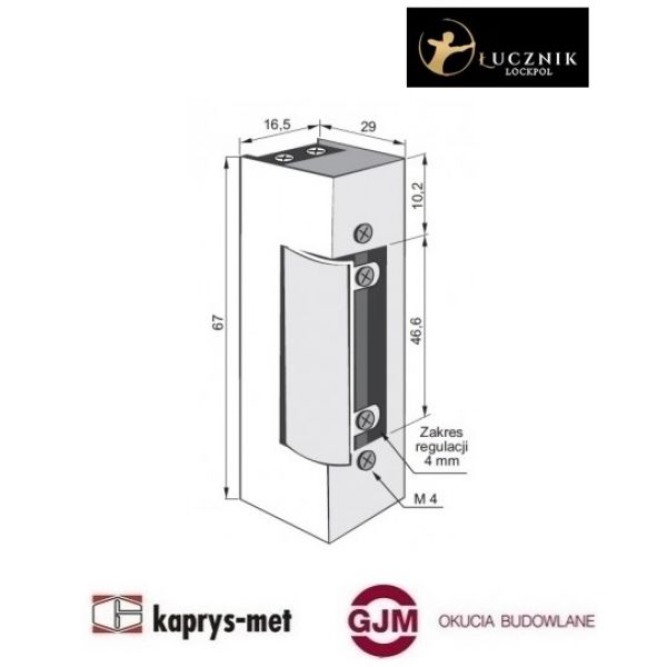 Elektrozaczep 1443 12VAC/DC z wyłącznikiem i pamięcią wewnętrzną ŁUCZNIK