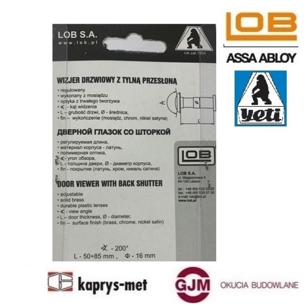 Wizjer YETI ø 16 50-85 chrom