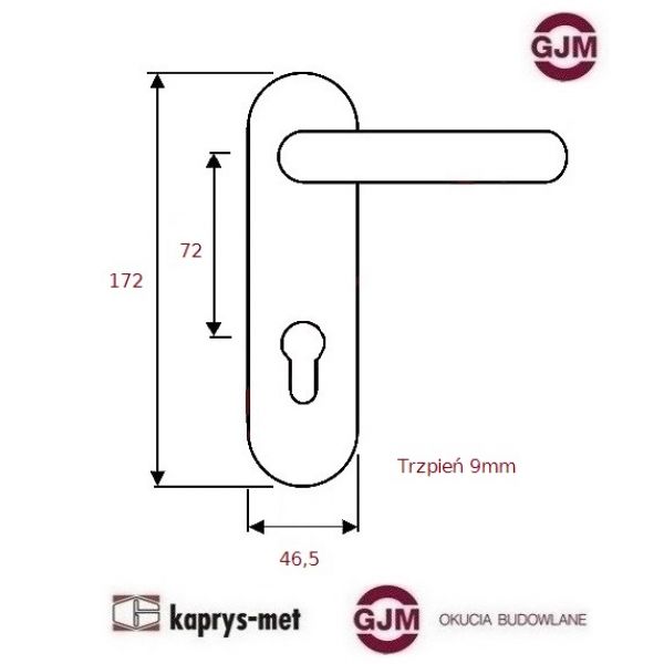 Klamka do drzwi technicznych 72 na wkładkę czarna