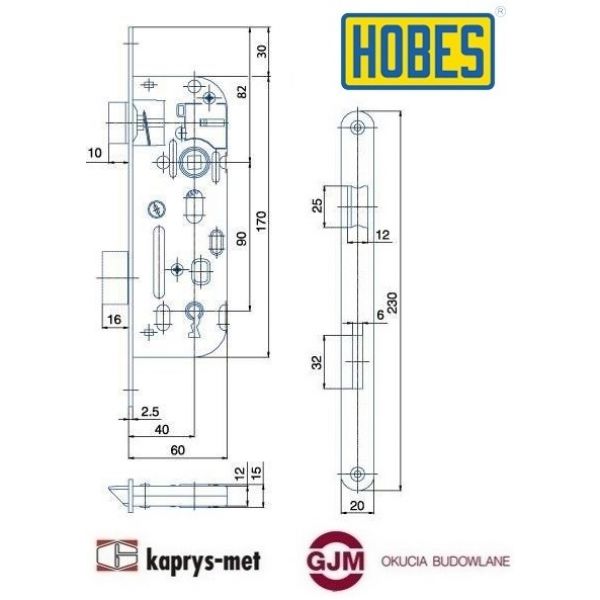 Zamek 90/40 na klucz HOBES 01-15 uniwersalny