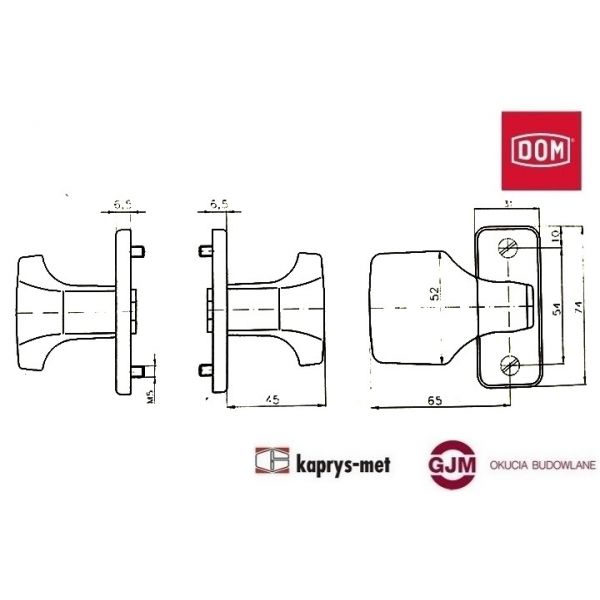 Uchwyt stały tarcza ZB dzielone 74/31 DOM POLSKA biały