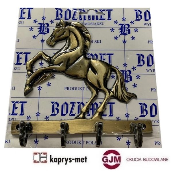 Wieszak mosiężny koń mały antyk patytna