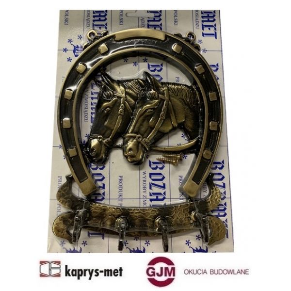 Wieszak mosiężny podkowa duża antyk patyna