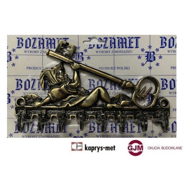 Wieszak mosiężny krasnal antyk patyna