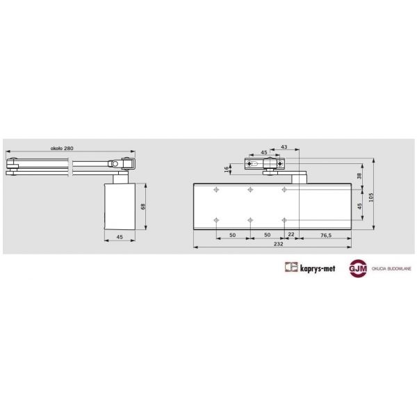 Samozamykacz DORMA-TS71 z ramieniem brąz