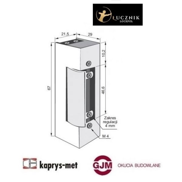 Elektrozaczep 1710 12VAC/DC JIS podstawowy Łucznik Lockpol