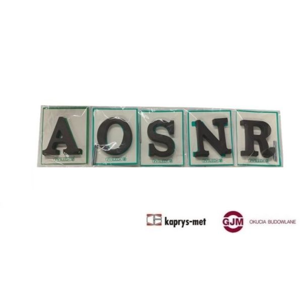 Litery plastikowe 62 mm Alfabet do montowania na budynku brąz - B