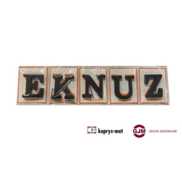 Litery plastikowe 62 mm Alfabet do montowania na budynku czarny - K