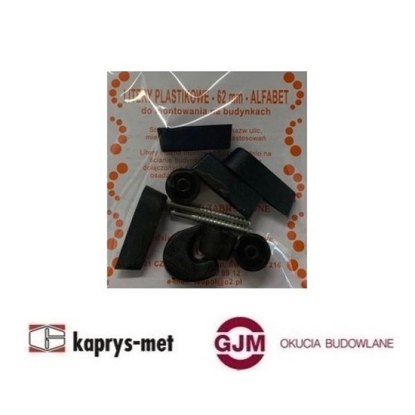 Litery plastikowe 62 mm Alfabet do montowania na budynku czarny - ZNAK