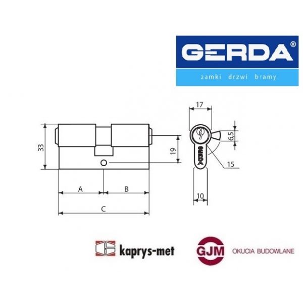 Wkładka GERDA 35/35 mosiądz WK E1 - blister