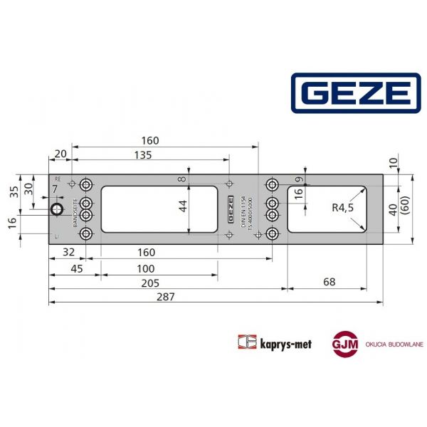 Płyta montażowa Geze TS 4000 / TS 5000 biały
