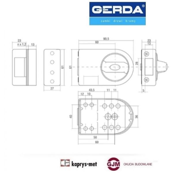 Zamek ZN 200Z zapornicą GERDA brąz grafit