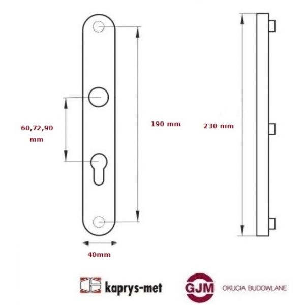 Klamka długi szyld 72 mm, 60 mm WC POL-KLAM