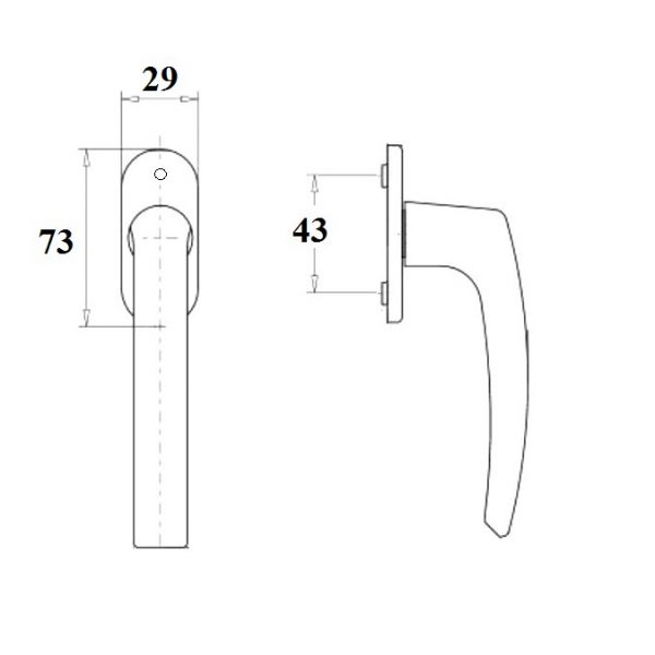 Klamka okienna malowana metalowa brąz