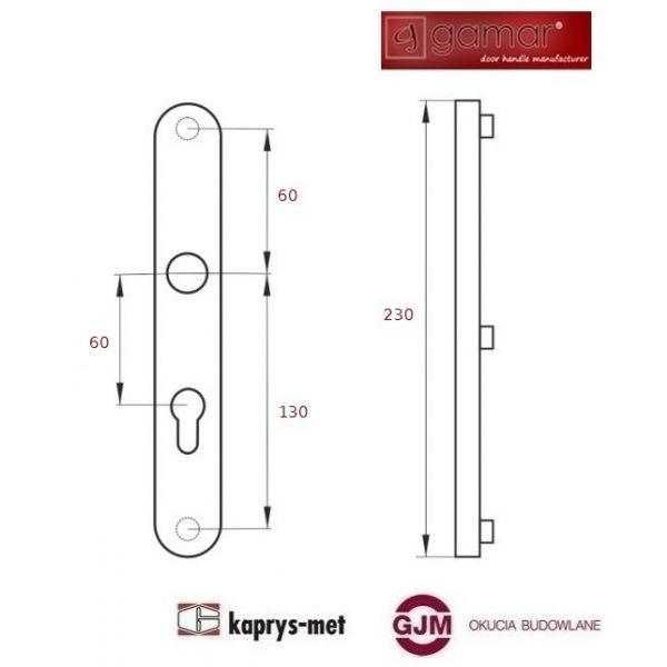 Klamka Talia długi szyld 60 na wkładkę GAMAR czarny
