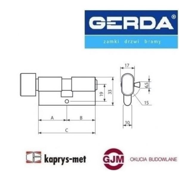 Wkładka GERDA H PLUS z gałką 35G/30 nikiel satyna atestowana