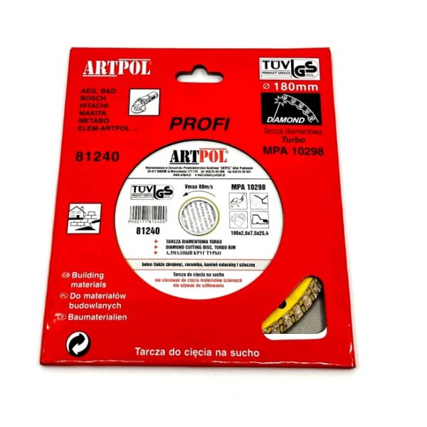 Tarcza diamentowa 180 mm Turbo MPA 10298 ARTPOL