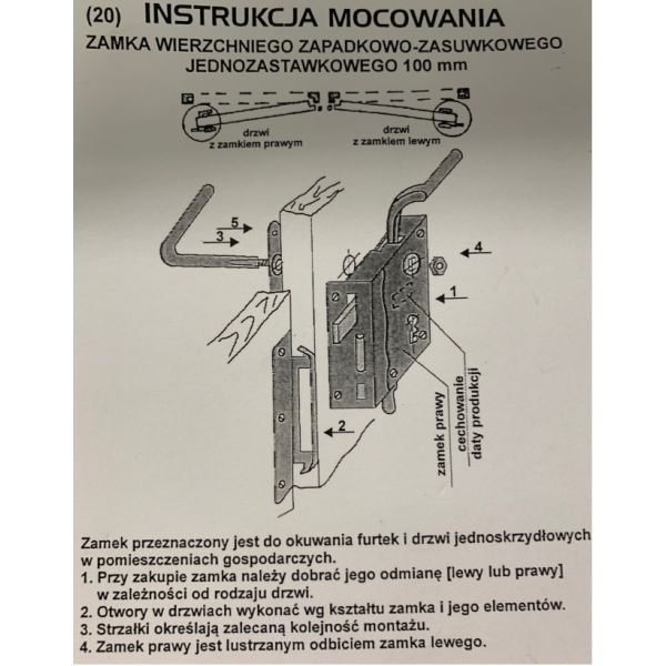 Zamek skrzynkowy wiejski GJM prawy