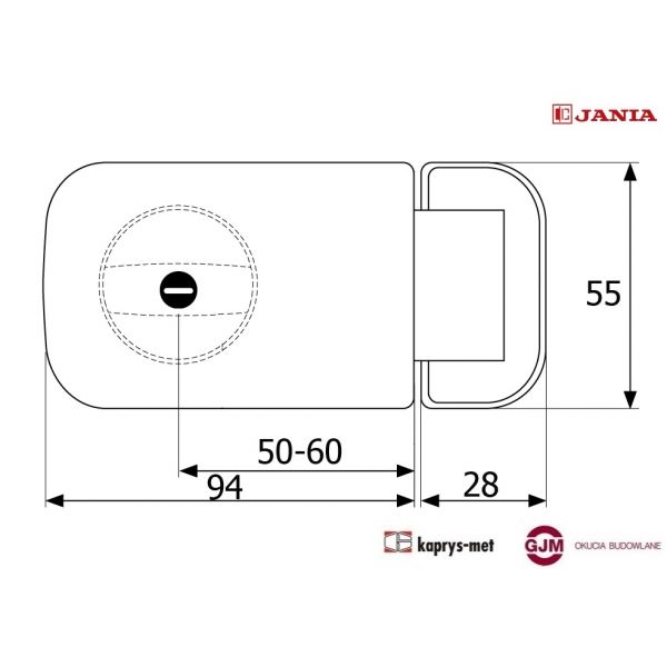 Zamek nawierzchniowy Jania Z252 uniwersalny 50-60 brąz