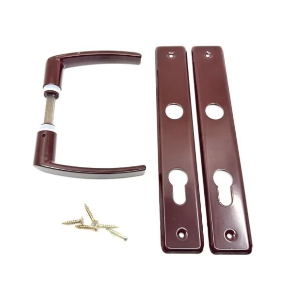 Klamka malowana długi szyld 90 na wkładkę brąz Bajda