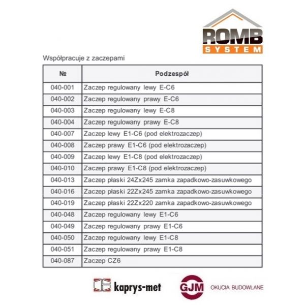 Zamek wpuszczany zapadkowo-zasuwkowy KC-35 041-001 ROMB SYSTEM / K80009266 ALUPROF