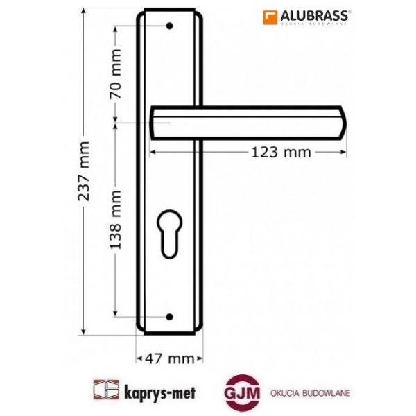 Klamka LOTUS 72 na wkładkę lewy nikiel / chrom ALUBRASS