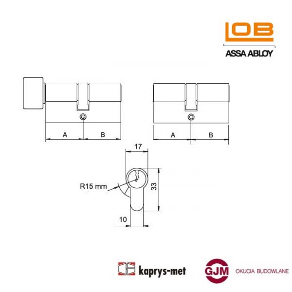 Wkładka LOB 35G/30 z gałką nikiel Ares WG54