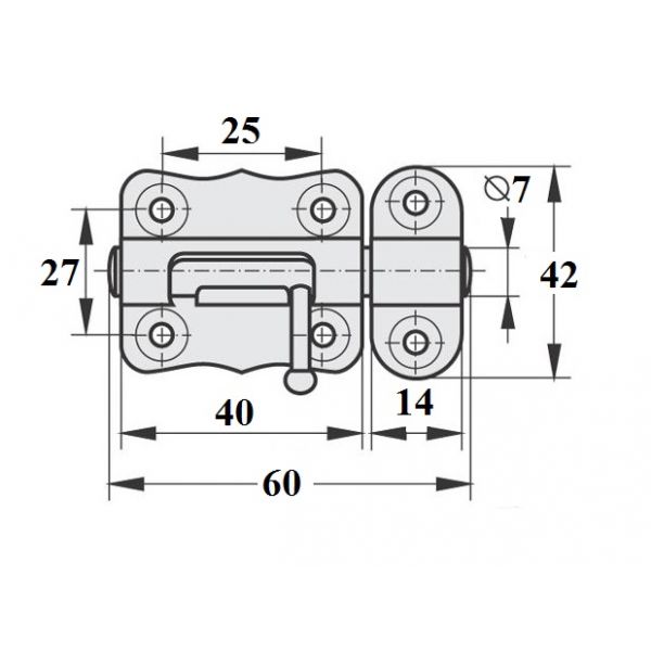 Zasuwka uniwersalna 40mm