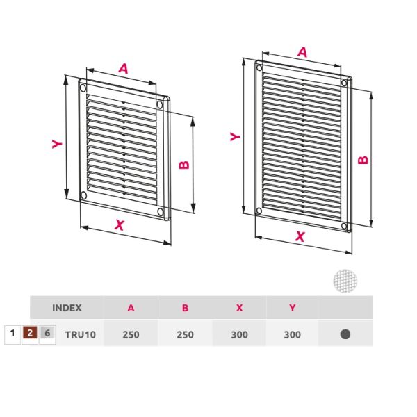 Kratka wentylacyjna 30x30 TRU 10 AWENTA