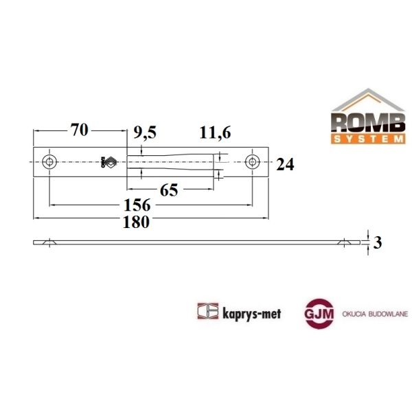 Zaczep płaski 24D-180 040-015 ROMB SYSTEM / K30194540 ALUPROF