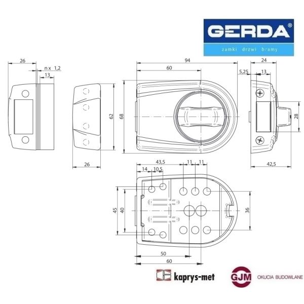 Zamek ZG100 wierzchni GERDA