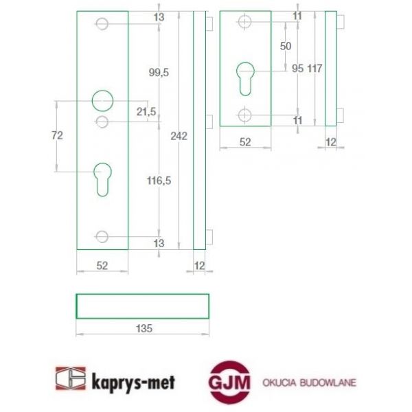 Klamka AXA ODIN 72 mm na wkłądkę bez zabez.FLEX zew.at.C - kolor F6 INOX