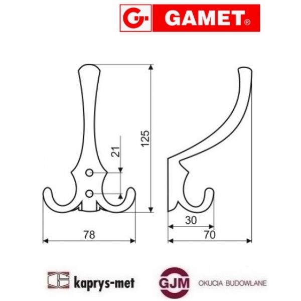 Wieszak WP59-G0006 nikiel/satyna GAMET