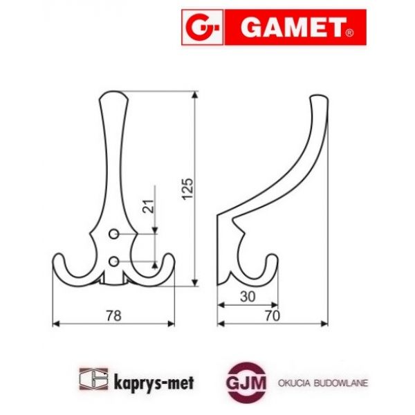 Wieszak WP59-G00AB brąz GAMET