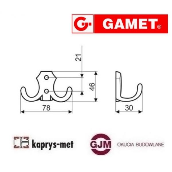 Wieszak WP89-G0006 nikiel/satyna GAMET