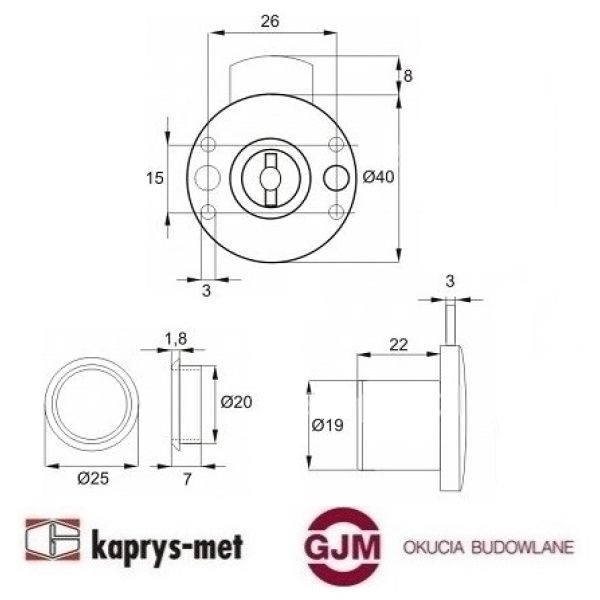 Zamek X853N Millenium okrągły 19/22 mm SISO-POL
