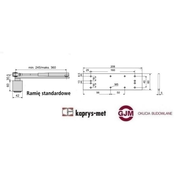 Samozamykacz DORMA GROOM-200 z ramieniem brąz